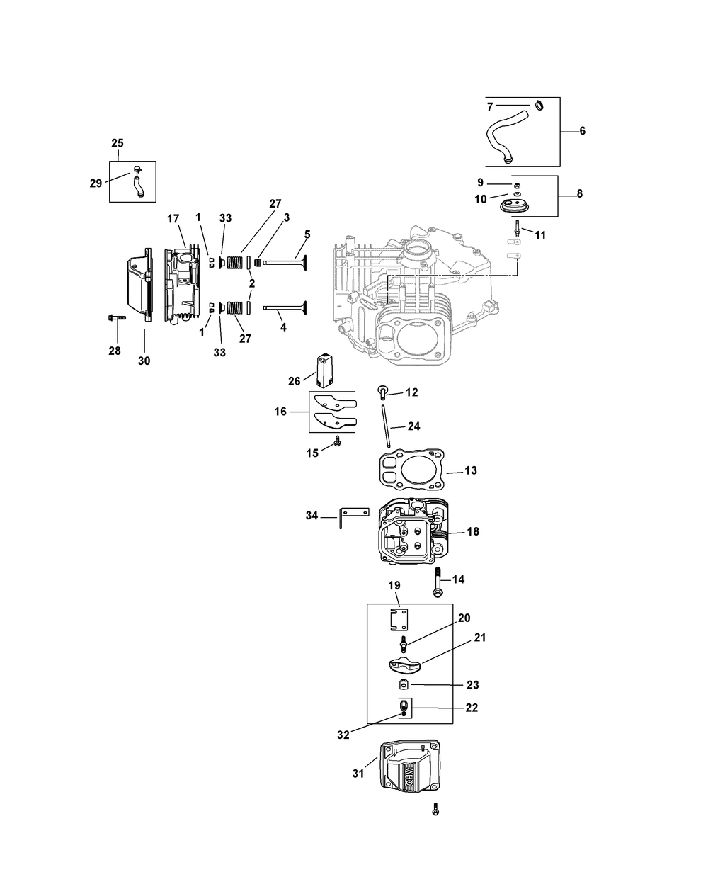 Kohler Sv715-3029 Head, Valve And Breather Diagram and Parts List for Z-FORCES48 (17AF5BHB-17AF5BHB010-17AF5BHB056-17AF5BHB210)(2011) Cub Cadet Lawn Tractor